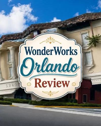 WonderWorks Orlando building with a centered title graphic that reads WonderWorks Orlando Review.
