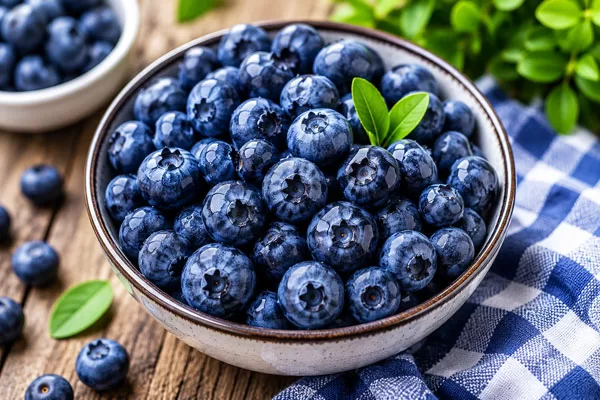 Fresh blueberries in a bowl as a healthy antioxidant-rich superfood for weight loss and healthy eating