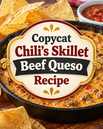 Copycat Chili’s Skillet Beef Queso recipe with tortilla chips