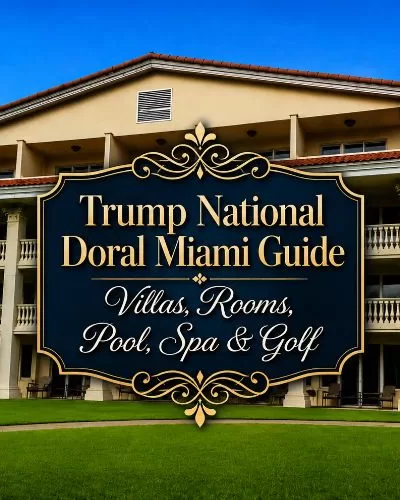 Trump National Doral Miami Guide title over a villa-style resort building with palm trees and green lawn.