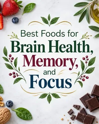 Brain-healthy foods surrounding the centered article title