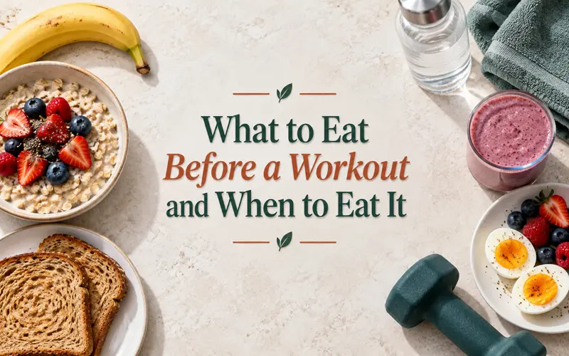Healthy workout foods with the title What to Eat Before a Workout