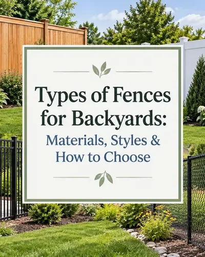 Backyard fence materials displayed around the centered article title