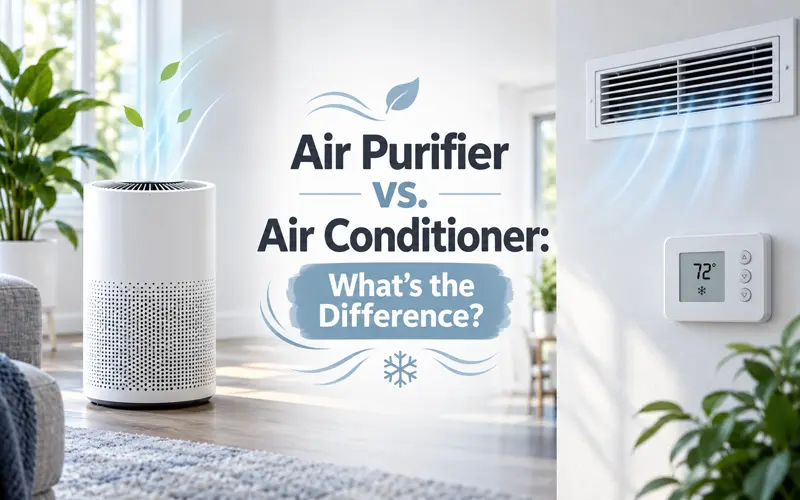 Air purifier and air-conditioning vent illustrating the differences between the two systems.
