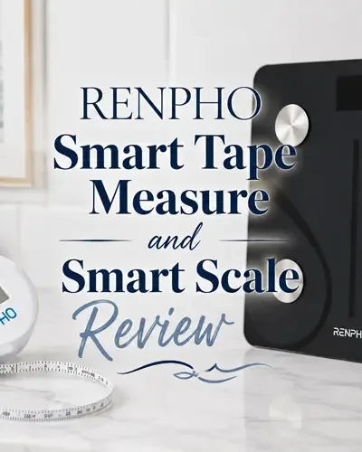 RENPHO Smart Tape Measure and Smart Scale Review featuring both products with decorative title text.