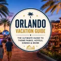 Universal Orlando vacation tips graphic with theme park travel elements, palm trees, tickets, sunglasses, and Florida vacation style.