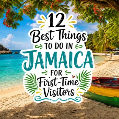 Colorful Jamaican beach with the title 12 of the Best Things to Do in Jamaica for First-Time Visitors