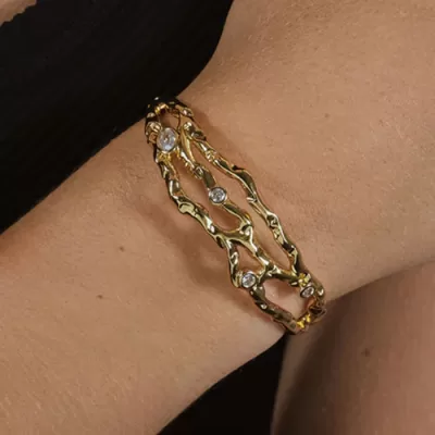 Express Your Style with the Tully CZ Molten Metal Cuff Bracelet