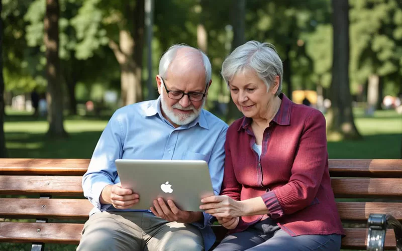 Seniors Using a Laptop