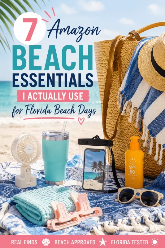 Amazon beach essentials for Florida beach days including beach bag must-haves and summer accessories