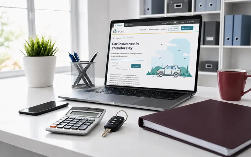 Desk arranged for comparing car insurance coverage, deductibles, and discounts.