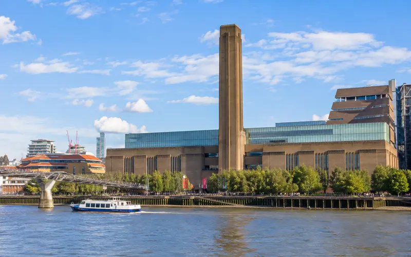 Tate Modern beside the River Thames on a clear London day